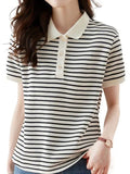 Polo Collar Top Women's Summer 2025 New Age-Reduced Gas Chic Short-Sleeved T-Shirt Women's Summer