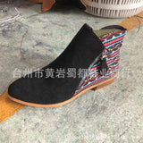 Large-Size Velvet-Faced Martin Boots Women 2025 Autumn And Winter New Round Head Low With Double Zipper English Short