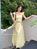 Special Price Does Not Return] Xixi Korean Version Of Elegant Square Lead Flying Sleeve Dress Pure Lust Dress
