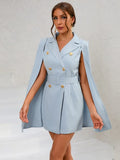 Blazer Dress High Street Club Party Dresses Double Breasted Cloak Dress with Belt Fashion notched Dresses Women 2023