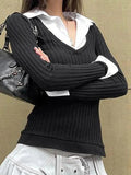 Turtleneck Mock Two Piece Long Sleeve Knit