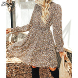 PETAL Ditsy Floral Smocked Mini Dress For Women Sexy Mock Neck Long Sleeve Party Dress 2023 Autumn Winter Female