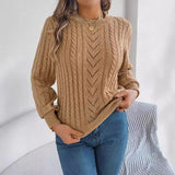Shooting Autumn And Winter Casual Pure Color Hollow Lantern Sleeve Sweater Women's