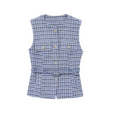 New With Belt Beads Texture Vest