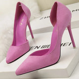 New Woman Pumps Suede Women Heels Stiletto Fashion Office Shoes Pumps Sexy High Heels 10 Cm Ladies Shoes Women's