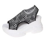 Weaving Thick-Soled Sandals Women's Spring And Summer Net Surface Breathable Fish Mouth And Heel Shoes Foot Movement Large-Size Casual Shoes
