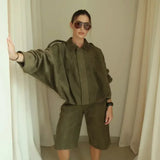 Women's ZA Summer New Shoulder Buckle Waist Bomber Jacket Three-Piece