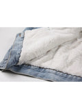 Women Lamb Wool Jean Jacket Korean Vintage Single Breasted Fleece Denim Coat 2023 Winter Fashion Casual Warm Thickened