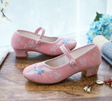 Zingj Heel Thick Heel Single Shoes Embroidered Cloth Shoes Fairy Crane Embroidery Ancient Style Dance Shoes Women's
