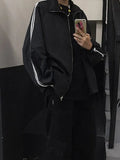 Bf Sun-Proof Striped Couples Jacket Harajuku Oversize Loose Long Sleeve Baseball Coats Women Streetwear Chic Casual