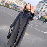Coat Women's Long 2025 Autumn And Winter 2025 New Heben Popular Loose Over Knee Gray Thick