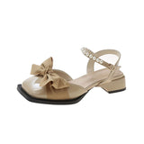 Sandals Women's 2025 New Summer Butter Pearl Low Heel Small Heel Shoes Slope Women's Single