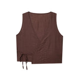 New Women's Wrinkles Effect Short Vest Half-Dress Dress