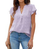 Sleeve Casual V-neck Summer Blouse Ladies Tops Fashion Women Outfits Chiffon Shirt Casual Loose Clothing Elegant New