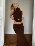 Women's Dress New Sleeveless High-Collar Knitted Vest Hip Dress Fashion Suit
