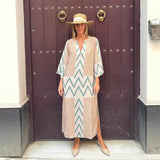 Women's New Striped V-Neck Dress Women's Summer Loose Casual