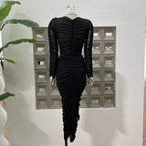 Light Ripe Breeze Early Spring Fashion Three-Dimensional Flowers Wrinkle Elastic Coat On The Head + Wrinkle Bag Hip Step Half Skirt