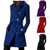 Autumn And Winter New Explosion Long Hair The Female Coat To Collect The Belt With Double Buckle