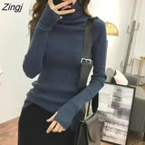 Basic Sweaters Women Slim Knitted Pullover Korean Style Long Sleeve Warm Jumper Autumn Winter Soft Knitwear Pull