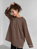 Spring And Autumn New Solid Color Long-Sleeved T-Shirt Women Hot BF Wind Lengthn Cotton Top