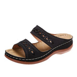 Large-Size Car Line Slippers 2025 New Women's Round Head Comfortable Slippers Slope Retro Cool