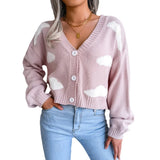 Wind Shooting Autumn And Winter New White Cloud Knitted Cardigan Sweater Women's