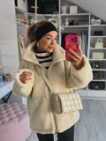 Autumn And Winter New Women's Pure Color Lazy Lamb Hair High Collar Hair Coat