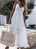 White Long Dress Women Spaghetti Strap Off Shoulder Dress Female Sexy Backless Dress Ladies Hollow Out Tassel Maxi