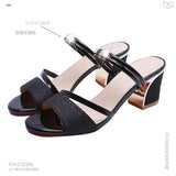 Women 2025 New Coarse And High-Heeled Summer Fish Mouth Slippers Two Through Taizhou Huangyan 喖吖 Trading