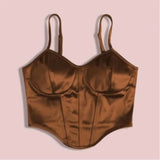 Zingj Satin Show Chest Bundle Waist Sexy Sling Show Back Vest Female Summer Small Top