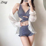 Bikini Sets Women Backless Sexy Slim Ruffles Summer Beach Style Classic Ulzzang Ladies Vacation Casual Retro