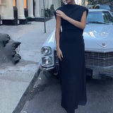 Summer New Women's Sleeveless Sexy Solid Color Dress Dress