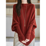 Plus-Size Sweater Loose Shawl Fashion Bat Shirt Women 2025 Sweater Lazy Top Cover Meat Jacket