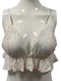 Style Sequins Show Hot Blouse DS Nightclub Stage Lotus Leaf Edge Suspender Navel