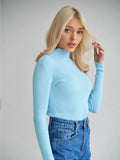 Color Half Collar Slim Knit Bottoming