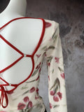 Zingj Big Back Rose Print Gauze Jacket Thin Sexy Pure Desire Wind Oil Painting Waist Pinch Waist Long Sleeve