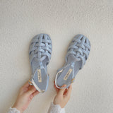 Bag Head Hollow Sandals Women 2025 New Summer Braided Flat Shoes Niche Retro Beach Roman
