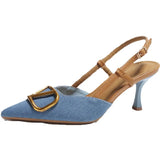 New Summer High Heels Women's Sandals With A Tip V Buckle Back Empty French