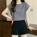 Zingj Sense Small Flying Sleeve T-Shirt Women's Summer 2024 New Loose Shirt Short-Sleeved Student Jacket