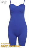 Strap Low Cut Skinny Biker Shorts Rompers Tight Workout Loungewear Sporty Women Body-Shaping Playsuits Solid