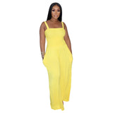 Zingj New Women's Solid Color Casual Strap Strapless Wide-Leg