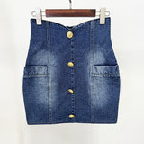 New Star Fashion Washing Denim Bag Hip High Waist Skirt Mini