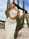 Irregular Sexy Knitted Sweater Sling Vest Women Tight-Bag Ass Skirt