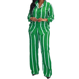 New Women's Striped Long-Sleeved Shirt Trousers Fashion Suit Women's Two