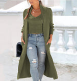 Zingj Cardigan Trench Coat Knit Loose Sweater Two Solid Color Vest Set-Outfit