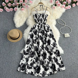 Zingj Pure And Fresh Sweet Strapless Condole Skirt Gentle Wind Waist A Word Floral Dress Seaside Vacation Beach Skirt