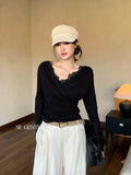 Xixi 2025 Autumn White Label New Temperament Lace V Word Collar Shirt Lady Set Top Dress Woman