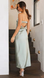 Zingj Spring And Summer New Temperament Famous Yuan Satin Hollow Out Back Wipe Chest Money Dress Long