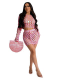 Zingj New Women's Casual Knit Hollow-Out Sequin Beach Skirt Two