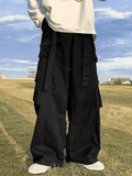 Men's Strap Detail Pocket Loose Cargo Pants- Outfit